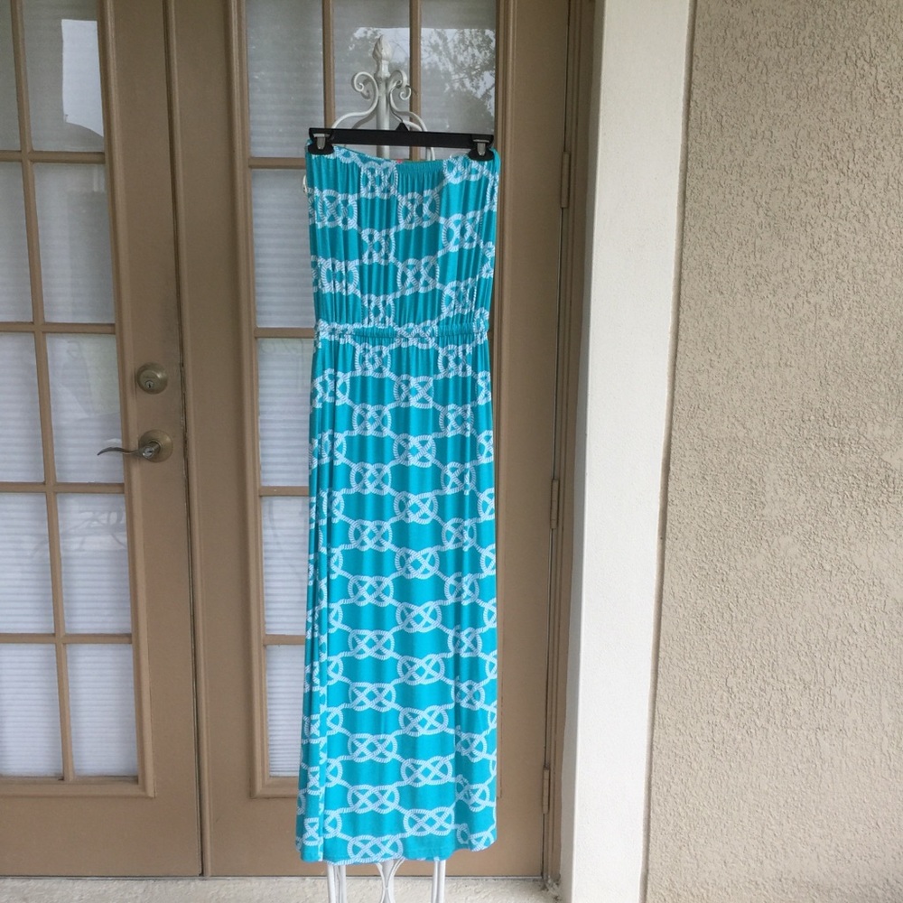 Macbeth Aqua Anchor Maxi Dress XS And Small NWT - Picture 1 of 5